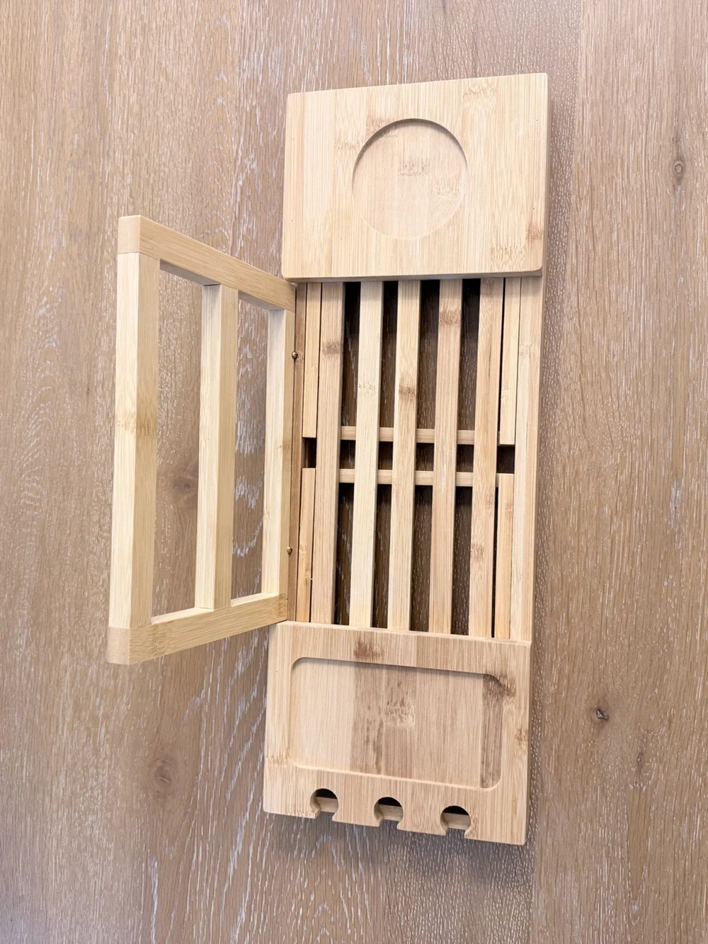 Bamboo Shower Caddy Organizer in Natural Bamboo - Foldable/Expandable
